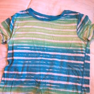 green and blue t shirt